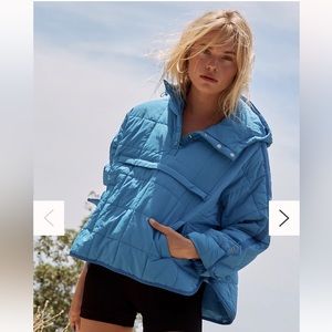 Free People Pippa Packable Pullover Puffer Baltic Blue Medium M FP movement